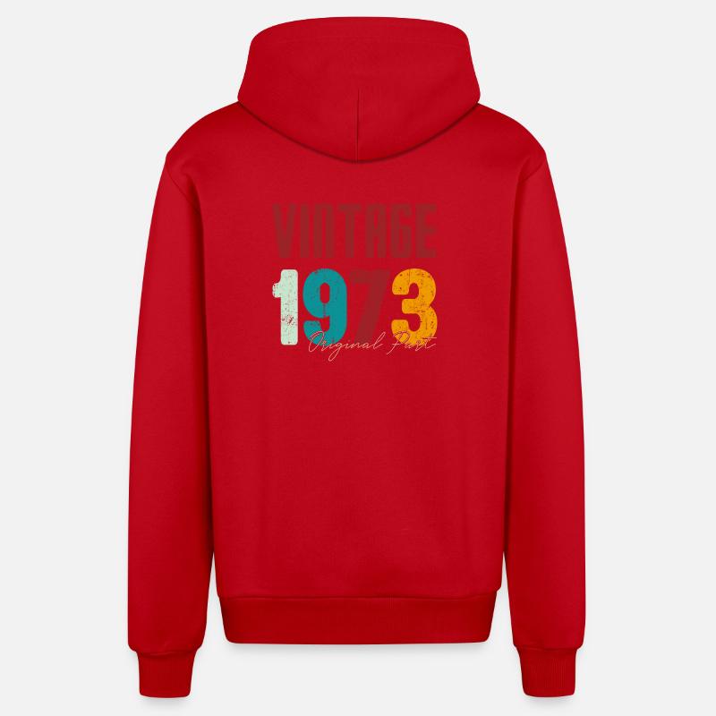 Millésime 1973 Partie originale - Veste à capuche bio décontractée fabriquée en UE - rouge
