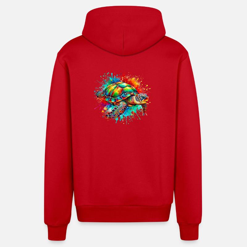 Schildkröte - Organic Relaxed Kapuzenjacke Made in EU - Rot
