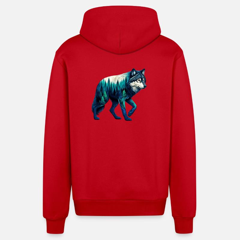 Loup - Veste à capuche bio décontractée fabriquée en UE - rouge
