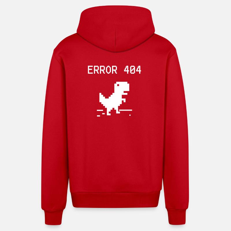 Pixel Dino 404 Erreur Tee - Veste à capuche bio décontractée fabriquée en UE - rouge