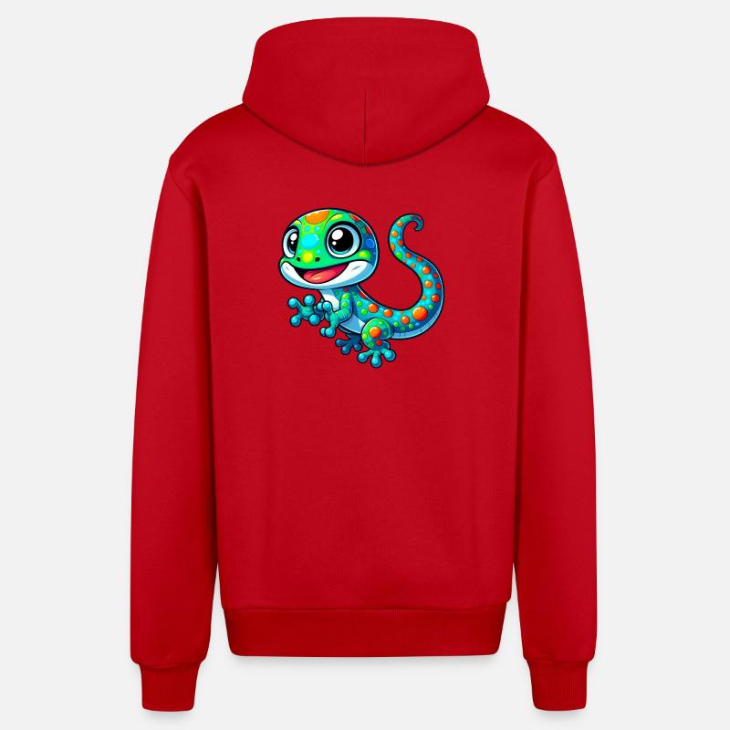 Gecko - Veste à capuche bio décontractée fabriquée en UE - rouge