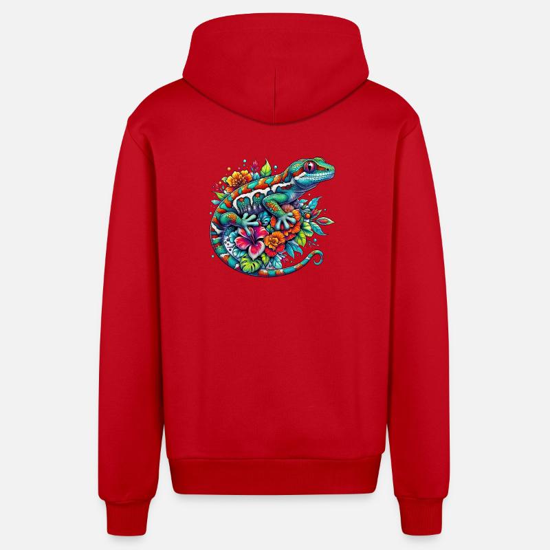 Gecko - Veste à capuche bio décontractée fabriquée en UE - rouge