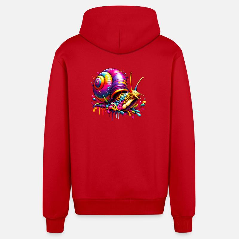 Escargot - Veste à capuche bio décontractée fabriquée en UE - rouge