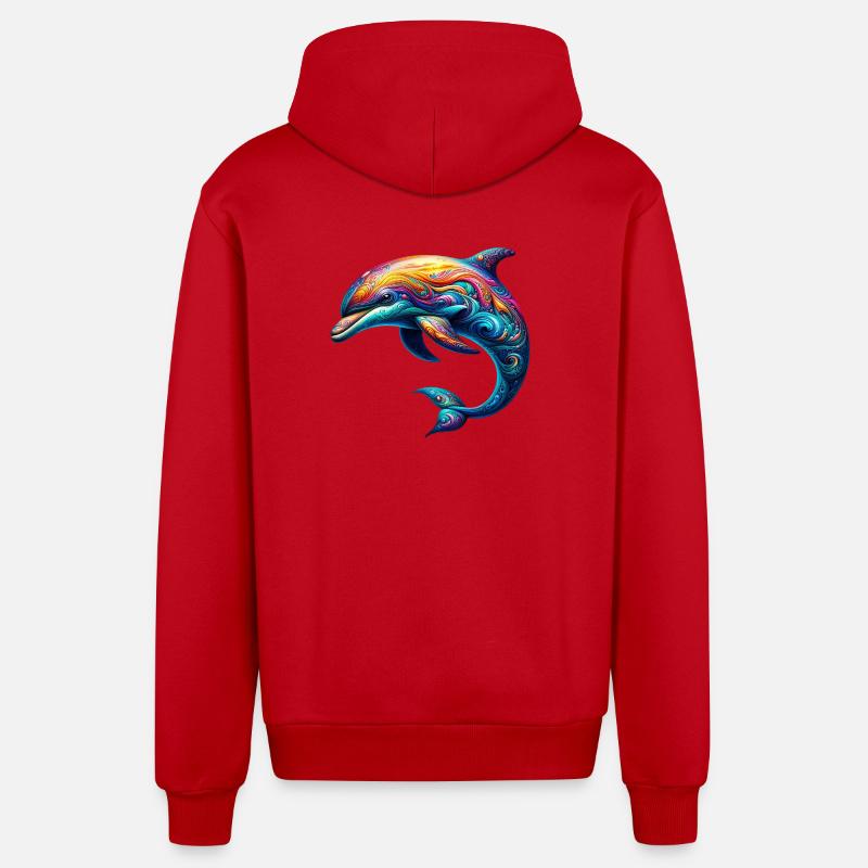 Dolphin - Organic Relaxed Hooded Jacket Made in EU - red