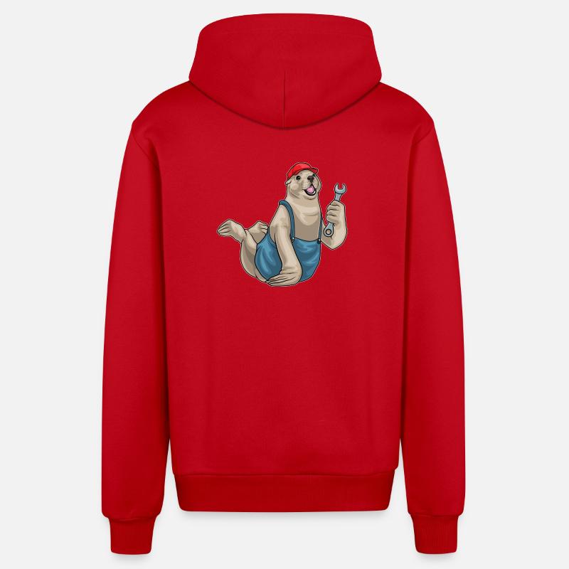 Clé mécanique de joint - Veste à capuche bio décontractée fabriquée en UE - rouge