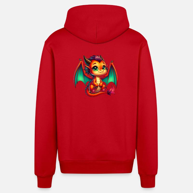 Dragon - Veste à capuche bio décontractée fabriquée en UE - rouge