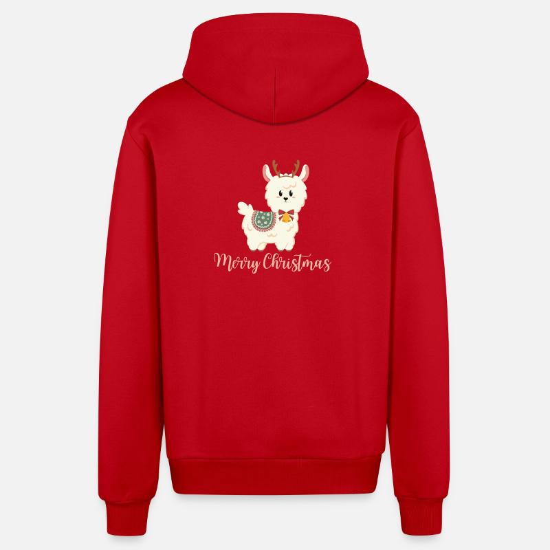 Alpaga pour Noël - Joyeux Noël - Veste à capuche bio décontractée fabriquée en UE - rouge