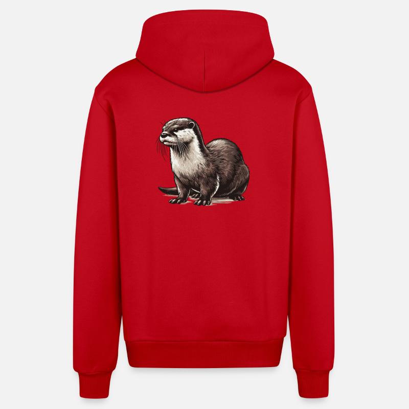 Loutre - Veste à capuche bio décontractée fabriquée en UE - rouge