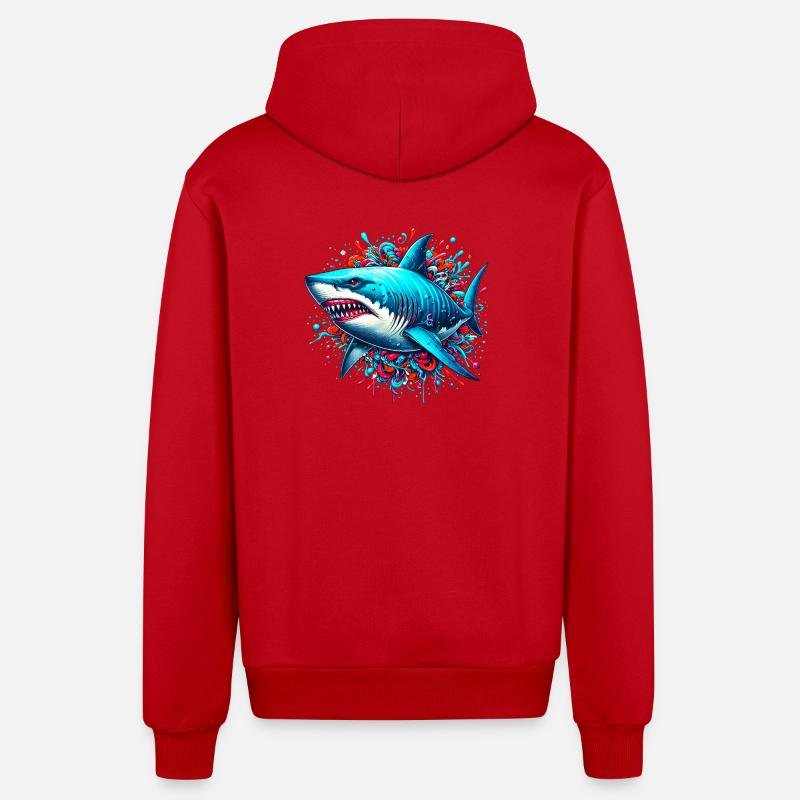 Requin - Veste à capuche bio décontractée fabriquée en UE - rouge