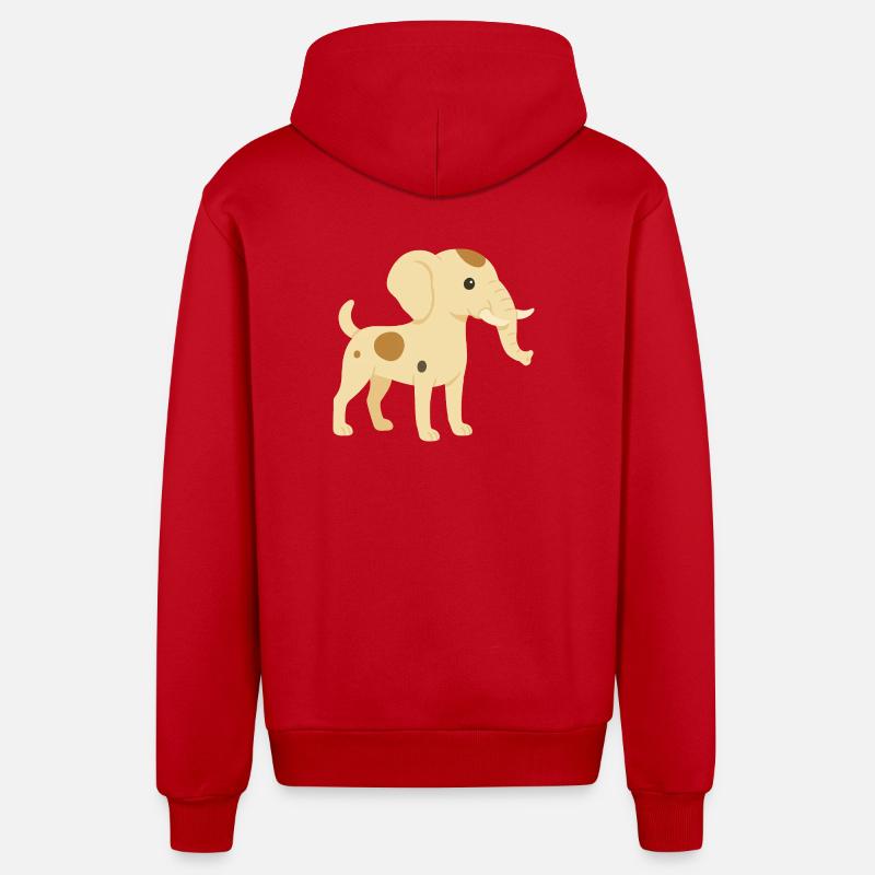 Eléphant chien jack russel - Veste à capuche bio décontractée fabriquée en UE - rouge