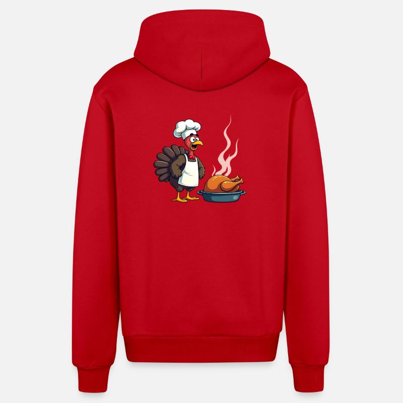 Cuisinier de dinde de Thanksgiving - Veste à capuche bio décontractée fabriquée en UE - rouge