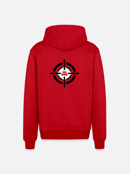 No War Emblem - Organic Relaxed Hooded Jacket Made in EU - red