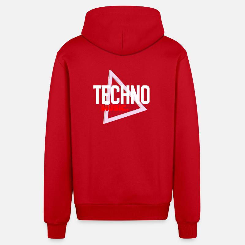 Techno Neon Triangle Pulse - Organic Relaxed Hooded Jacket Made in EU - red