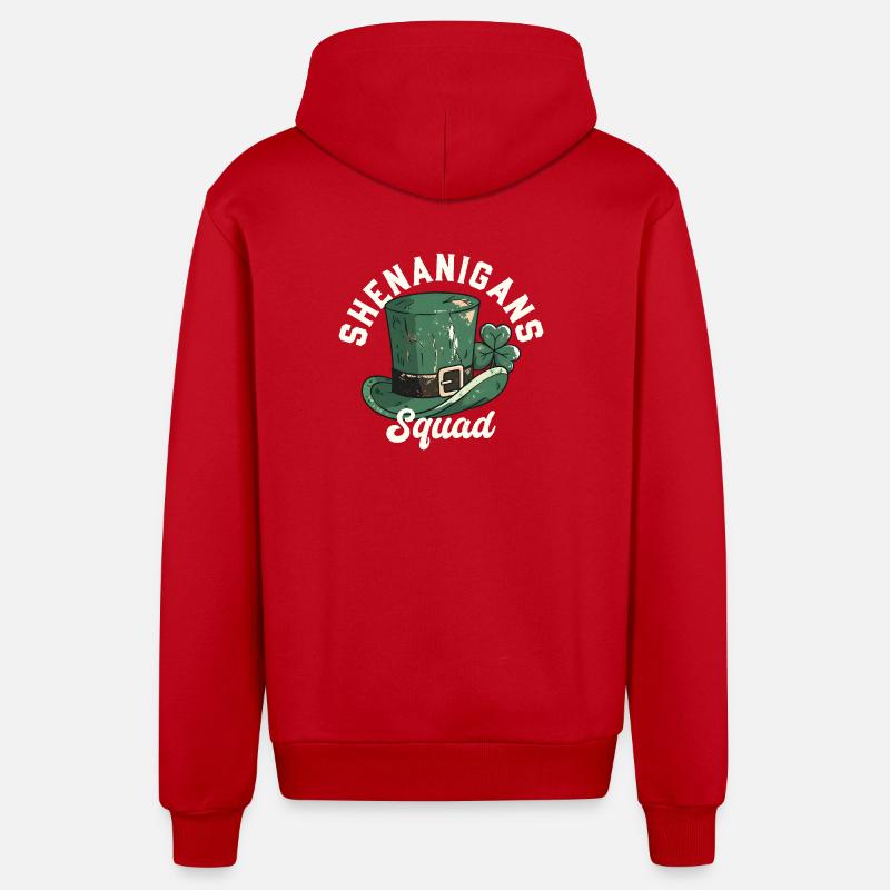 Shenanigans Squad Leprechaun Hat - Organic Relaxed Hooded Jacket Made in EU - red