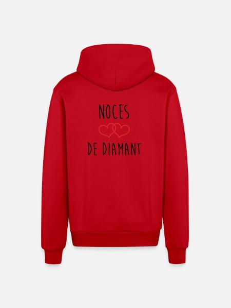 Wedding Anniversary - Diamond Wedding (60 years) - Organic Relaxed Hooded Jacket Made in EU - red