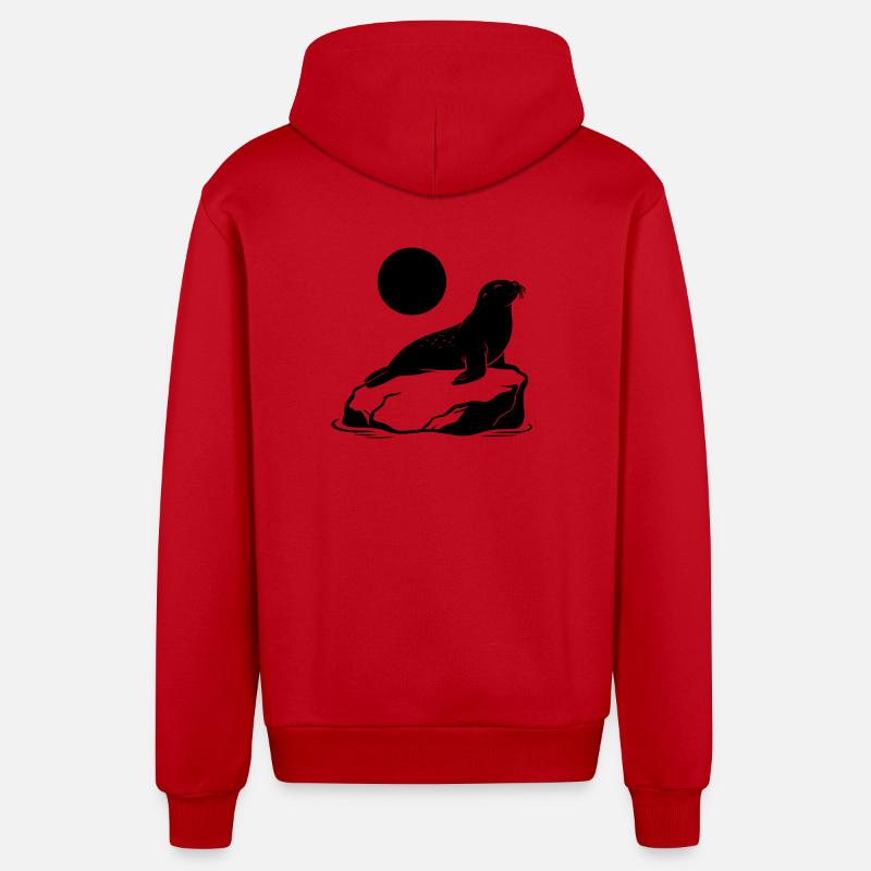 Phoque - Veste à capuche bio décontractée fabriquée en UE - rouge
