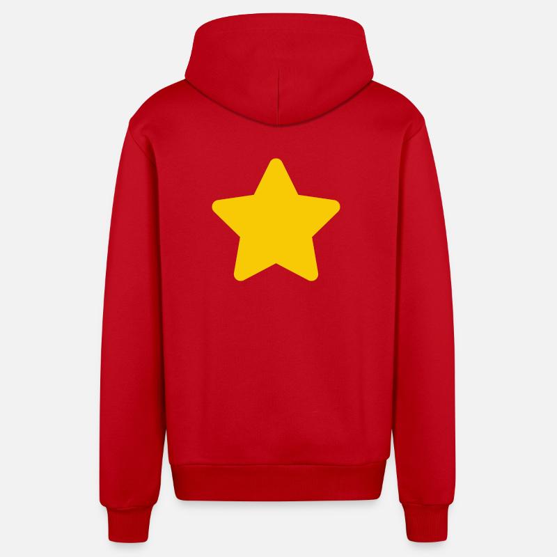 Accent étoile jaune : Simple Star - Veste à capuche bio décontractée fabriquée en UE - rouge