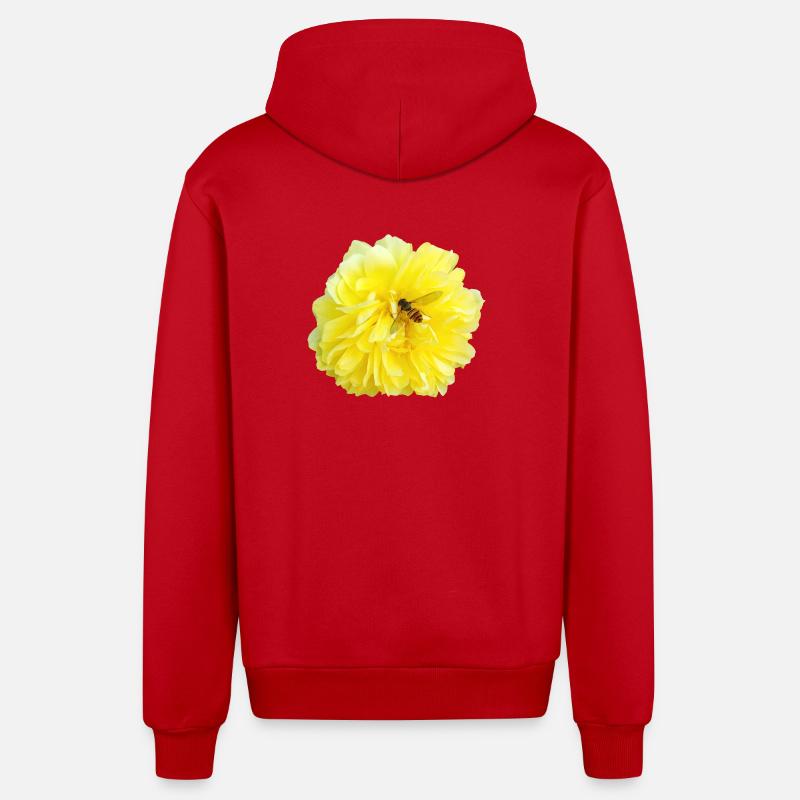 Yellow_Rose_-_Bee_Nature_Photography - Veste à capuche bio décontractée fabriquée en UE - rouge