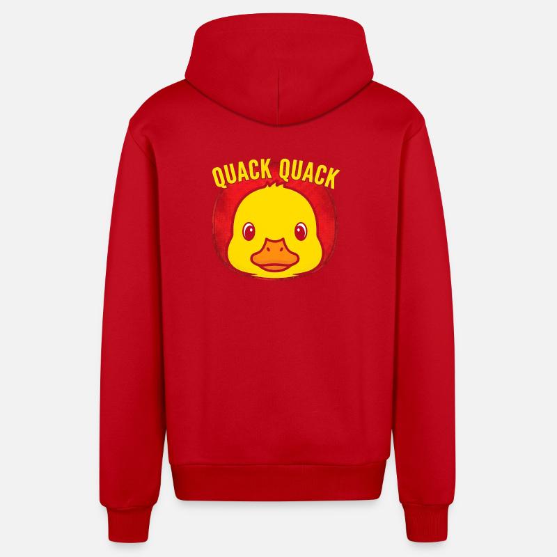 Quack Quack Duck Pop Art - Organic Relaxed Hooded Jacket Made in EU - red