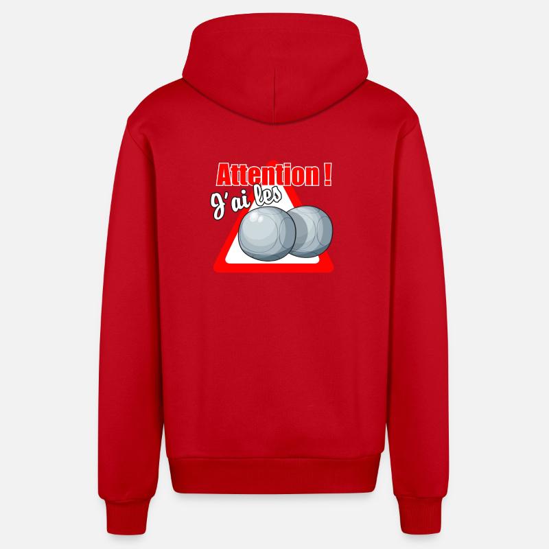 Attention j'ai les boules ! - Veste à capuche bio décontractée fabriquée en UE - rouge