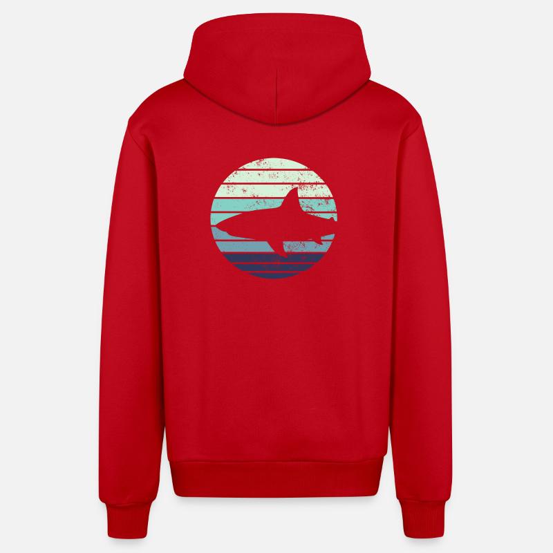 Requins requins - Veste à capuche bio décontractée fabriquée en UE - rouge