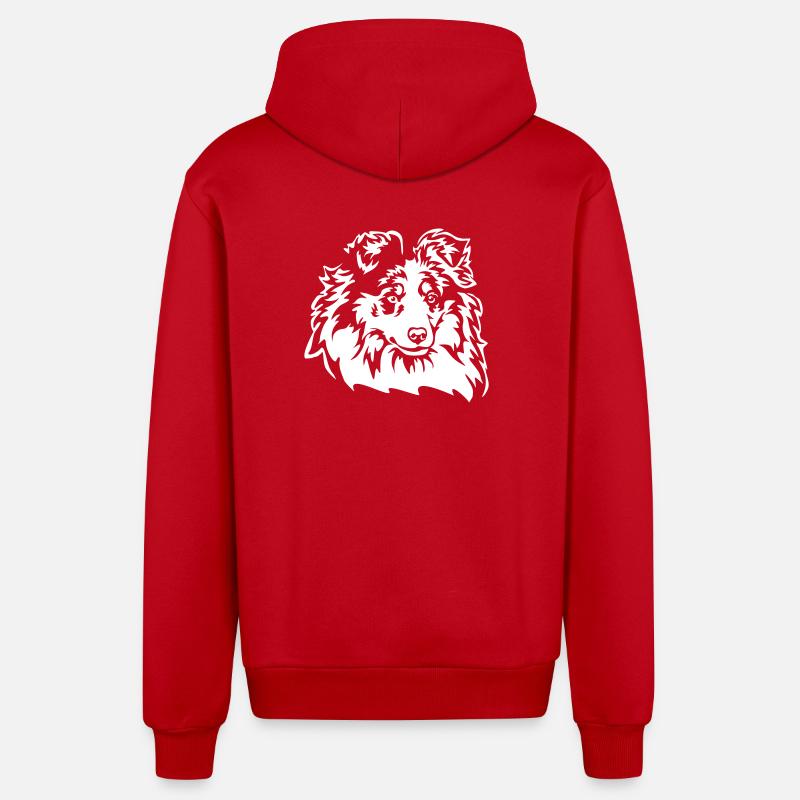Sheltie Head « Black Edition » - Veste à capuche bio décontractée fabriquée en UE - rouge