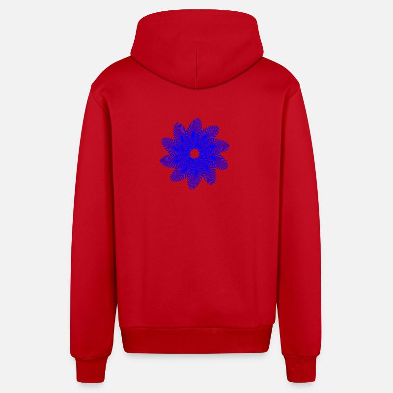 Mandala | Rayons de soleil | Modèle - Veste à capuche bio décontractée fabriquée en UE - rouge