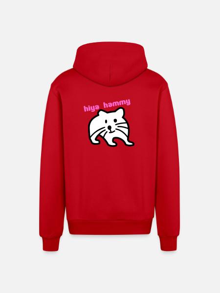 hiya hammy - Organic Relaxed Hooded Jacket Made in EU - red