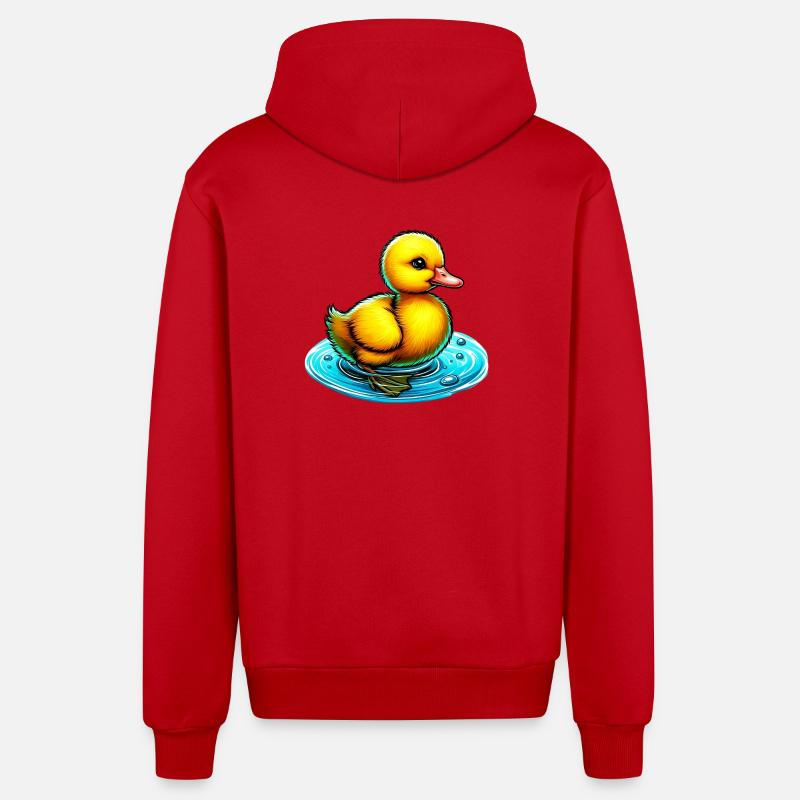 Caneton Canard Canard Canard - Veste à capuche bio décontractée fabriquée en UE - rouge