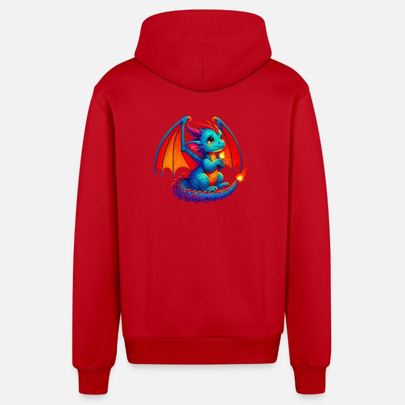 Dragon - Veste à capuche bio décontractée fabriquée en UE - rouge