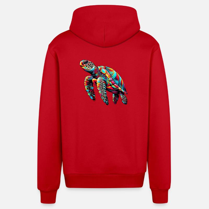 Tortue - Veste à capuche bio décontractée fabriquée en UE - rouge