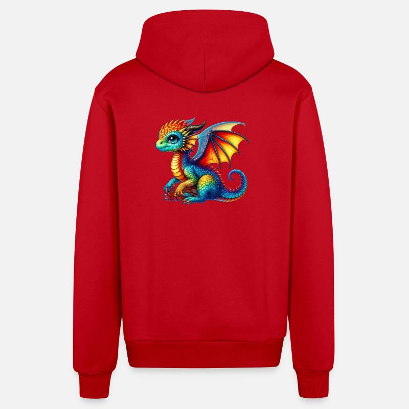 Dragon - Veste à capuche bio décontractée fabriquée en UE - rouge