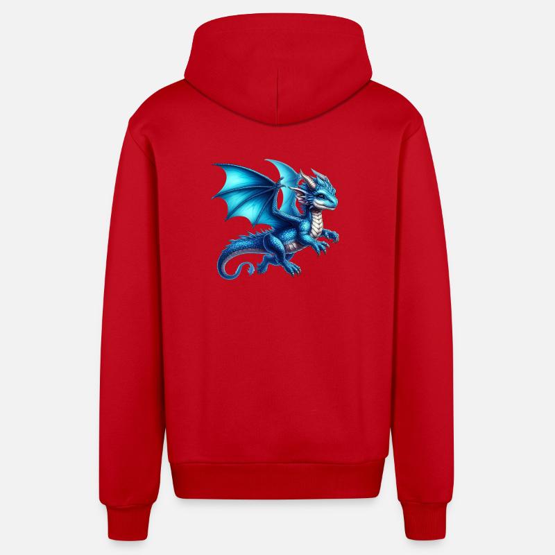Dragon - Veste à capuche bio décontractée fabriquée en UE - rouge