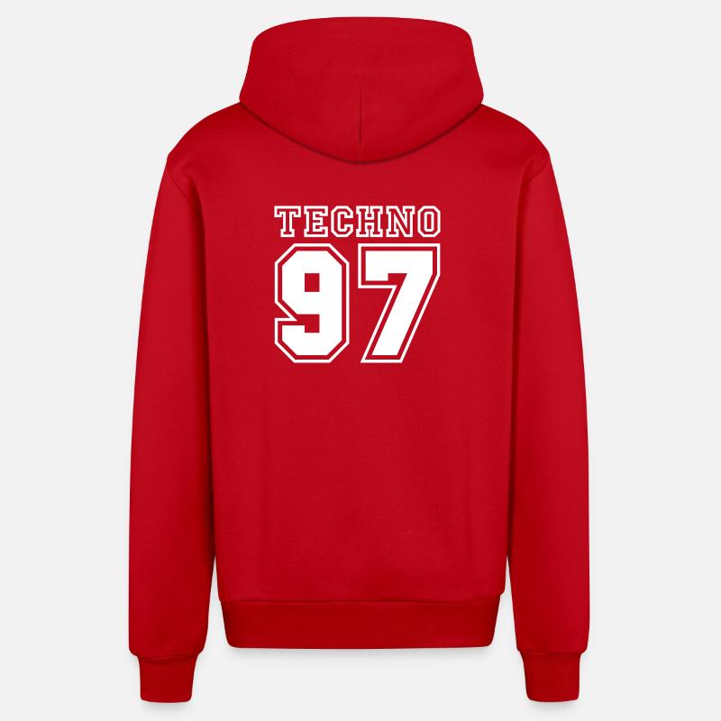 TECHNO 97 - Organic Relaxed Kapuzenjacke Made in EU - Rot