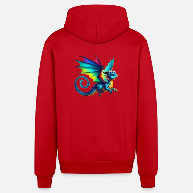 Dragon - Veste à capuche bio décontractée fabriquée en UE - rouge