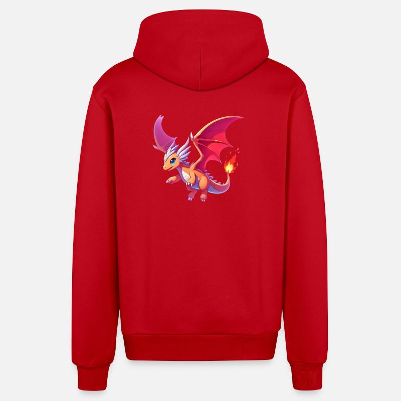 Dragon - Veste à capuche bio décontractée fabriquée en UE - rouge