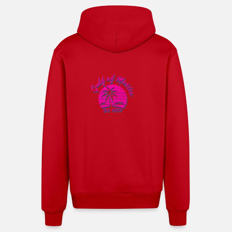 Tropical spring feeling with palm trees - Organic Relaxed Hooded Jacket Made in EU - red