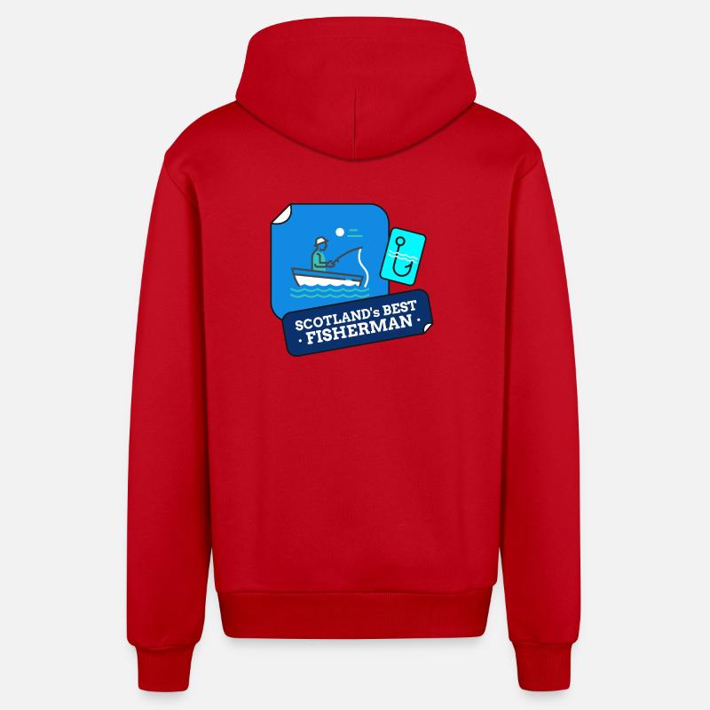 Le meilleur design de pêcheur d’Écosse - Veste à capuche bio décontractée fabriquée en UE - rouge
