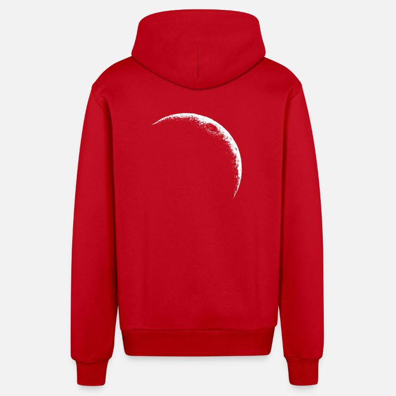 Croissant de Lune, Lune Céleste - Veste à capuche bio décontractée fabriquée en UE - rouge