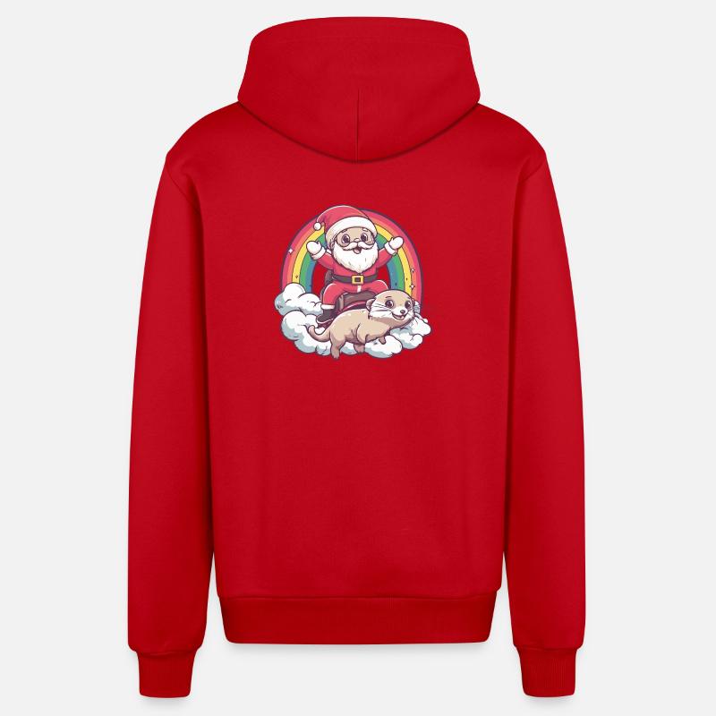 Noël du Père Noël Suricate - Veste à capuche bio décontractée fabriquée en UE - rouge