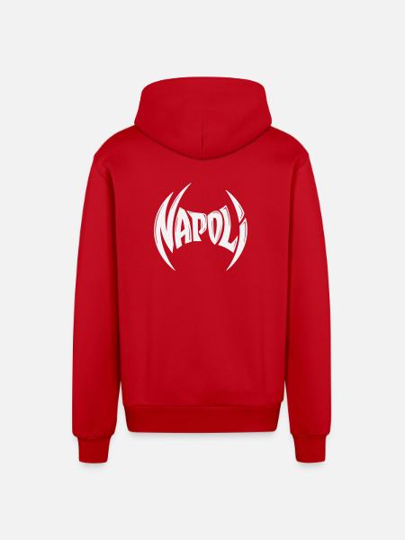Napoli Crest Typography - Organic Relaxed Hooded Jacket Made in EU - red
