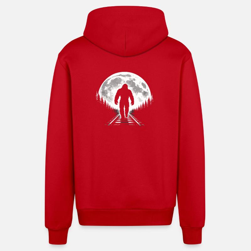 Bigfoot sur les voies ferrées - Veste à capuche bio décontractée fabriquée en UE - rouge