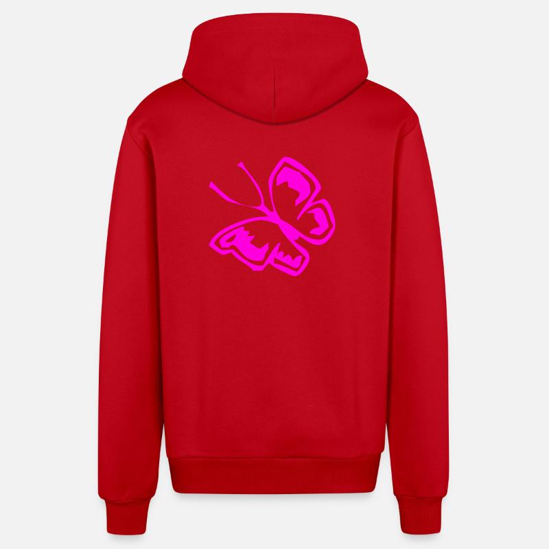 Papillon - Veste à capuche bio décontractée fabriquée en UE - rouge
