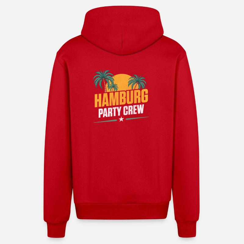 Équipe de la fête de Hambourg - Veste à capuche bio décontractée fabriquée en UE - rouge