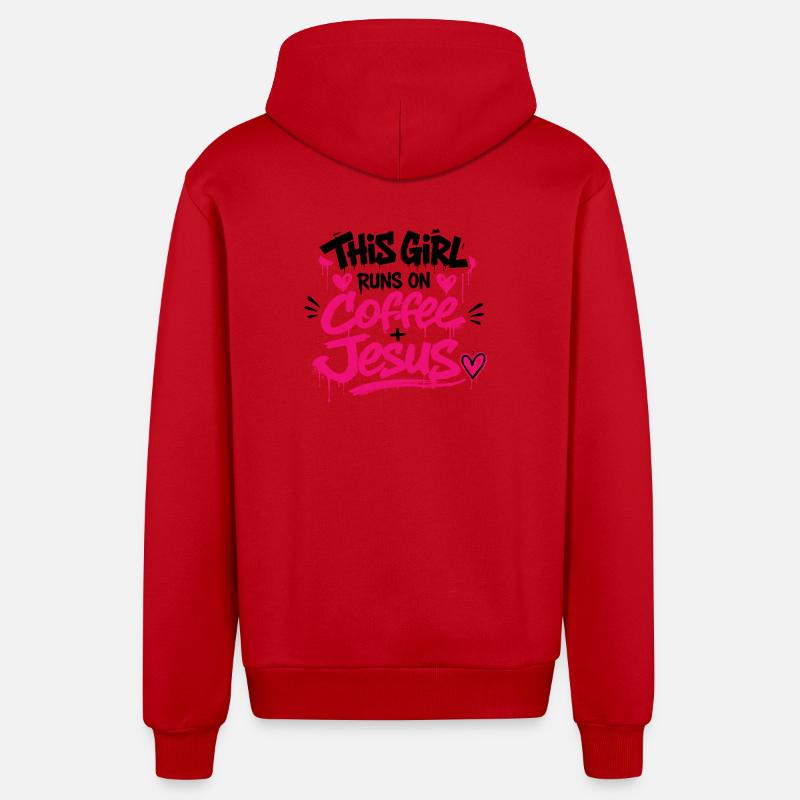 Kaffee Jesus Graffiti - Organic Relaxed Kapuzenjacke Made in EU - Rot