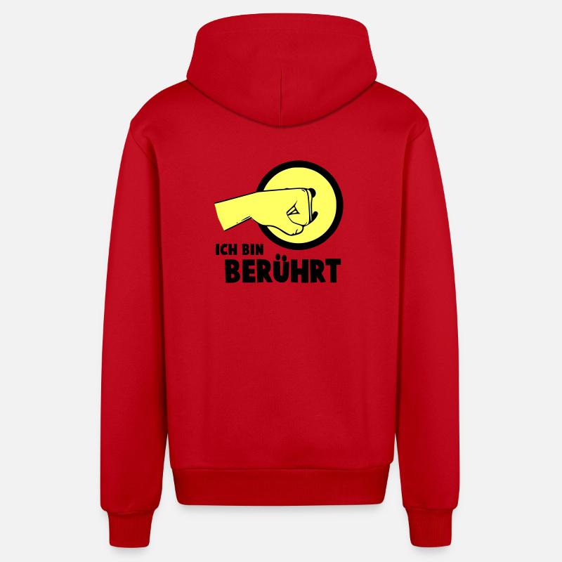 Je suis touché - Veste à capuche bio décontractée fabriquée en UE - rouge