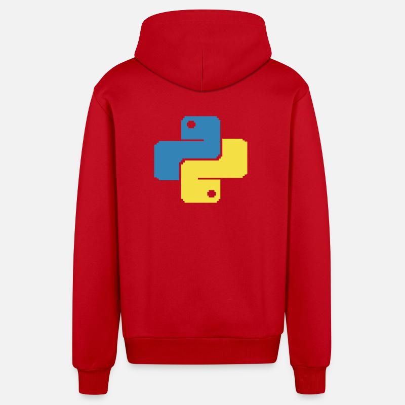 Python Pixelart - Organic Relaxed Kapuzenjacke Made in EU - Rot