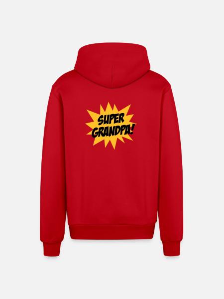 Super Grandpa ! - Organic Relaxed Hooded Jacket Made in EU - red