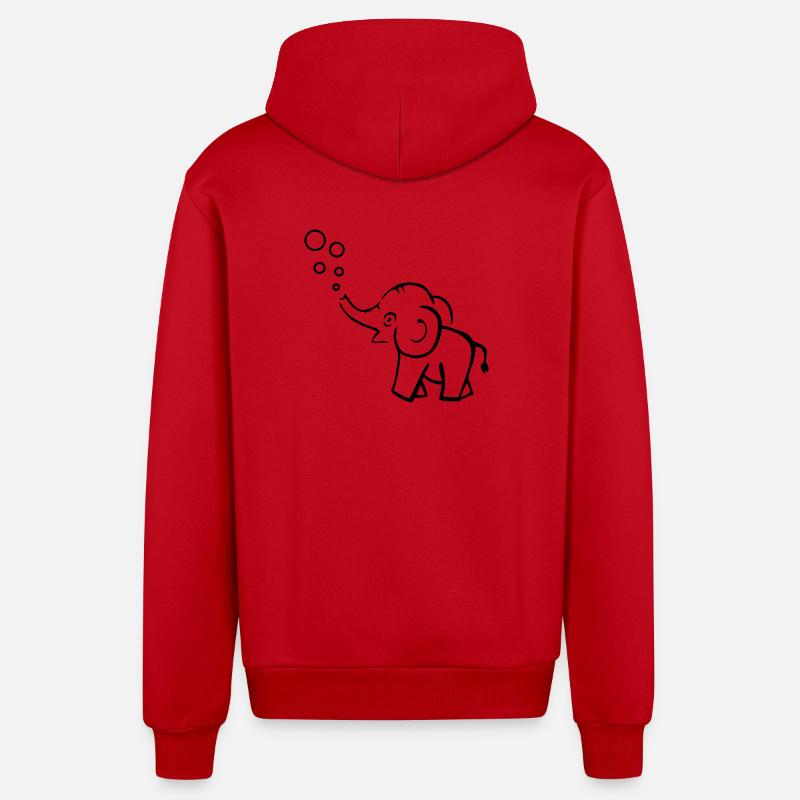 éléphant - Veste à capuche bio décontractée fabriquée en UE - rouge