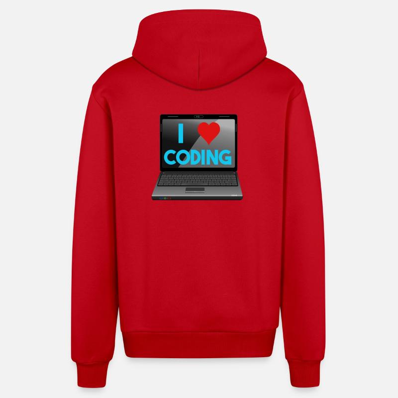 Programmation, programmeurs, informaticiens - Veste à capuche bio décontractée fabriquée en UE - rouge